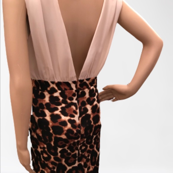 Monaco Leopard print cream & brown mini sleeveless dress size Lg - Picture 6 of 13